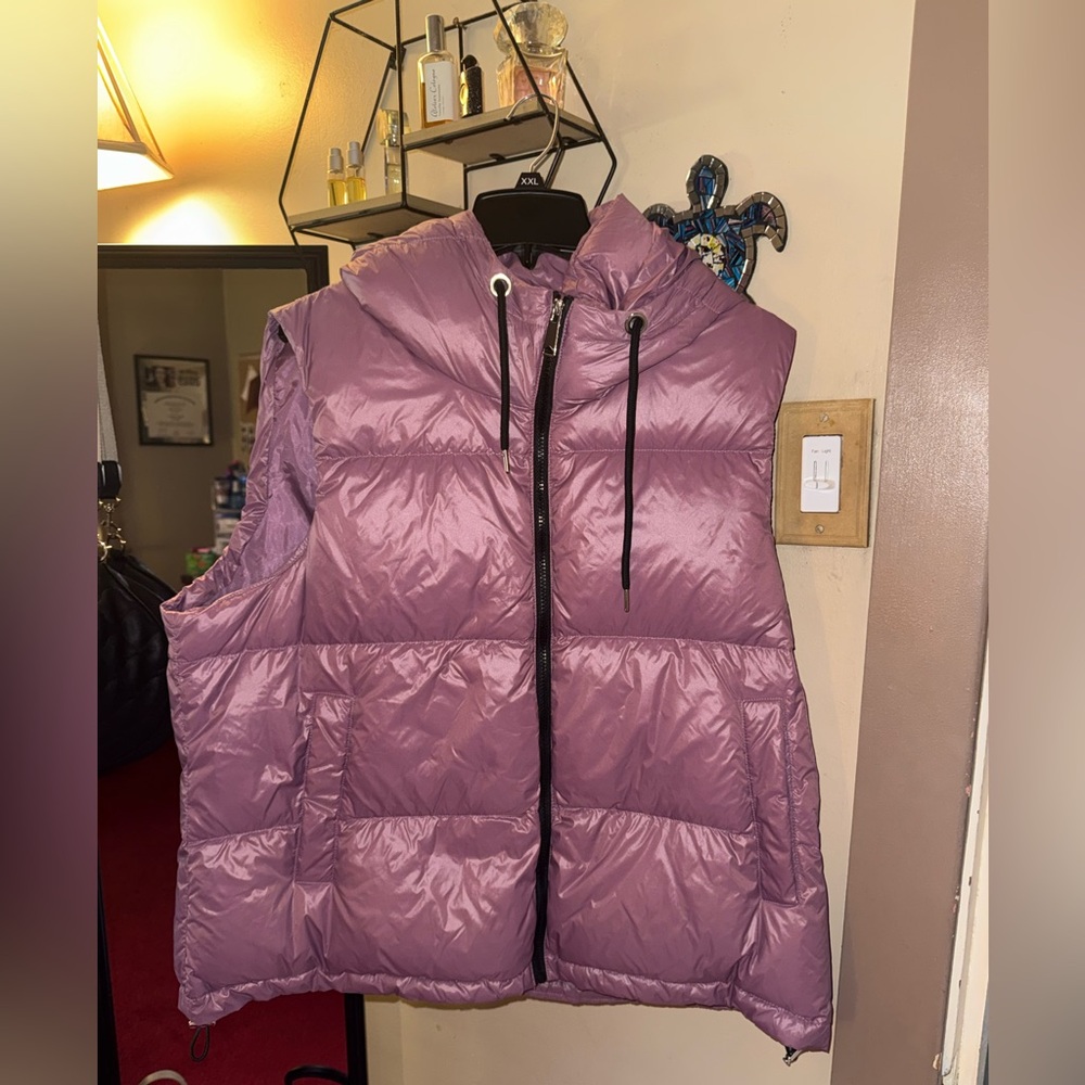Purple Puffer Vest with Hood